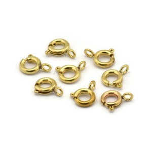 6mm Spring Ring Clasps - 50 Raw Brass Round Spring Ring Clasps (6mm) 1706 A0426