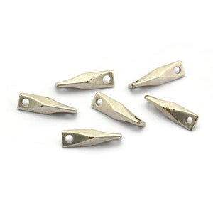 Silver Textured Connector, 24 Antique Silver Plated Brass Textured Connectors With 2 Holes (11x2.4mm) BS 2216