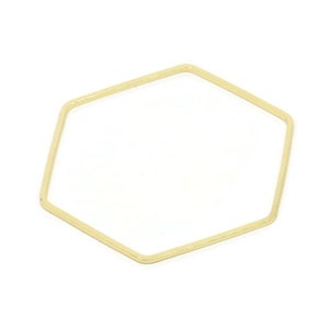 Hexagon Ring Charm, 4 Gold Plated Brass Hexagon Shaped Ring Charms (40x1x1.10mm) E300
