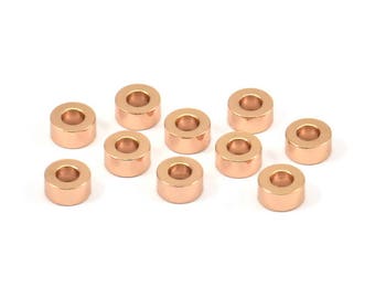 Rose Gold Industrial Spacer Beads - 10 Rose Gold Plated Industrial Findings, Spacer Beads (6x3mm) A0435 Q0260