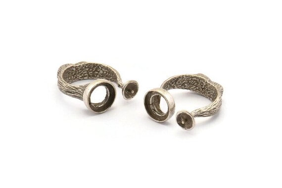 Adjustable Ring Settings, 2 Antique Silver Plated Adjustable Rings