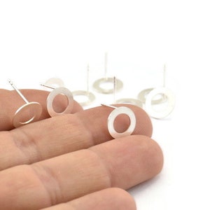 Silver Circle Earring, 6 925 Silver Circle Stud Earrings (10mm) P023