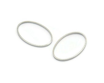 Silver Oval Connectors, 50 Silver Tone Oval Connectors, Rings, Findings (20x13x0.5mm) BS 2424