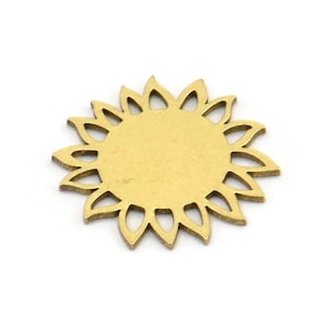 Brass Flower Charm, 24 Raw Brass Sunflower Shaped Charms, Earring Charms (16x15x0.60mm) A3516