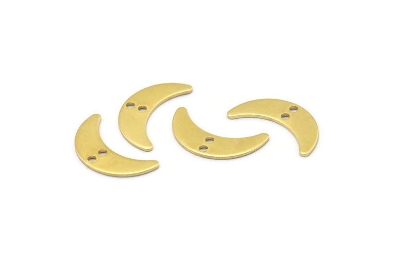 24 Raw Brass Crescent Moon Charms With 2 Holes Blanks Brass Moon Charm 20x6x0.80mm A2235