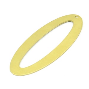 Brass Ellipse Charm, 4 Raw Brass Ellipse Shape Stamping Blank Charms With 1 Hole Earrings, Findings (59x24x0.70mm) B0248