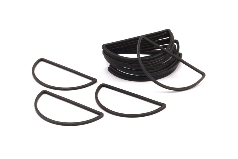 15x30x1.2mm Black Half Moon BS 1173 S587 12 Brass Black Oxidized Semi Circle Connectors