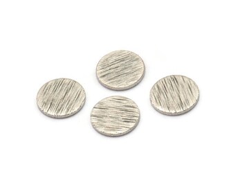 Srebrna okrągła etykieta, 12 teksturowanych antycznych srebrnych mosiężnych okrągłych stempli bez otworów, elementy (10 x 1 mm) D868