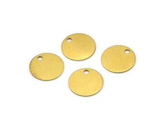 Round Brass Charm, 100 Raw Brass Cabochon Tags, Stamping Tags (10mm) Brs 71 A0289