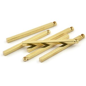 Brass Necklace Bar, 24 Raw Brass Bar Charms, Necklace Bars, Pendants With 1 Hole (2x30mm) D1510