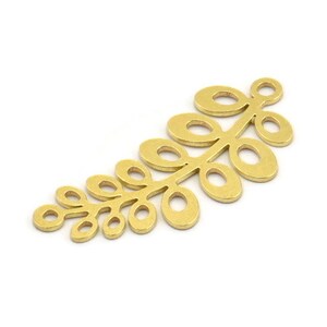 Brass Leaf Charm, 10 Raw Brass Branch Charms With 1 Loop, Charm Pendants (32x14x0.60mm) A4356