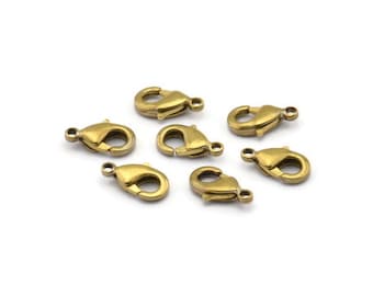 Raw Brass Parrot, 50 Raw Brass Lobster Claw Clasps (10x5mm) H0501 A0364