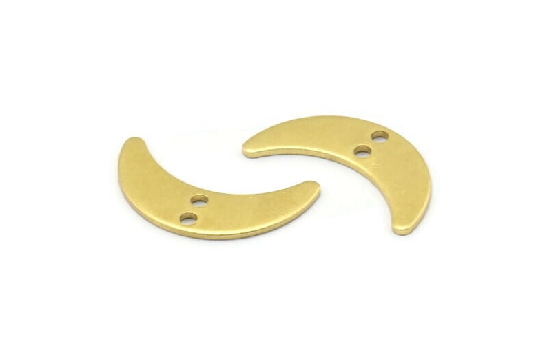 24 Raw Brass Crescent Moon Charms With 2 Holes Blanks Brass Moon Charm 20x6x0.80mm A2235