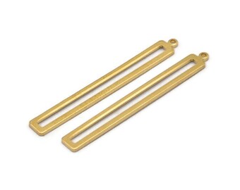 Ciondolo a forma di bastoncino in ottone, 10 ciondoli a forma di bastoncino in ottone grezzo con 1 anello, accessori, orecchini (53x6x1,2 mm) D1159
