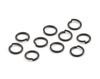 8mm Black Jump Ring, 100 Oxidized Brass Black Jump Rings (8x1mm) A0369 S312