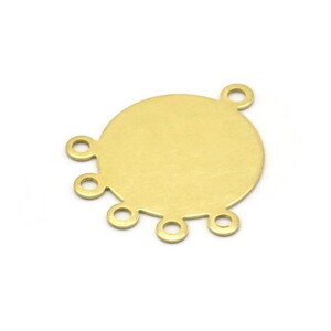 Brass Round Charm, 25 Raw Brass Round Charms With 6 Loops, Earrings, Pendants, Findings (23x20x0.60mm) Y176