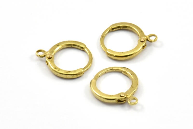 Brass Earring Clasp 12 Raw Brass Earring Clasps With 1 Loop Etsy