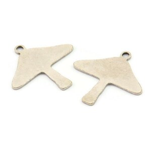 Silver Mushroom Charm, 12 Antique Silver Plated Brass Mushroom Charms With 1 Loop, Charm Pendants (18x0.60mm) A3410