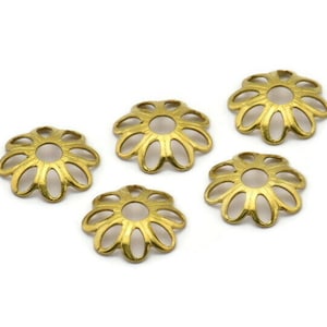 100 Raw Brass Bead Caps, Findings (9mm) A0870