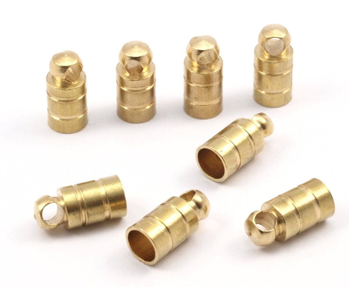 Brass End Caps 12 Raw Brass End Cap Cord Tip 4mm Cord End Etsy