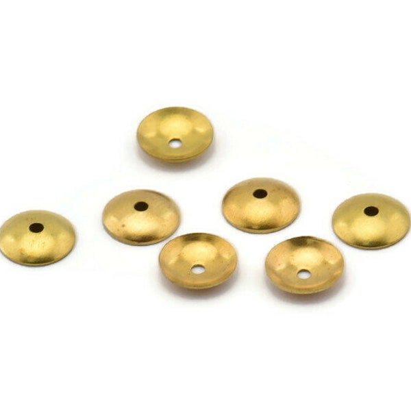 Raw Brass Bead Caps, 100 Raw Brass Round Middle Hole Bead Caps, Connectors, Findings, Charms (8mm) Brs 101 A0228