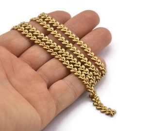 Brass Chain, Raw Brass Chain, Brass Leaf Chain, Branch Chain  (5x2mm) Z086
