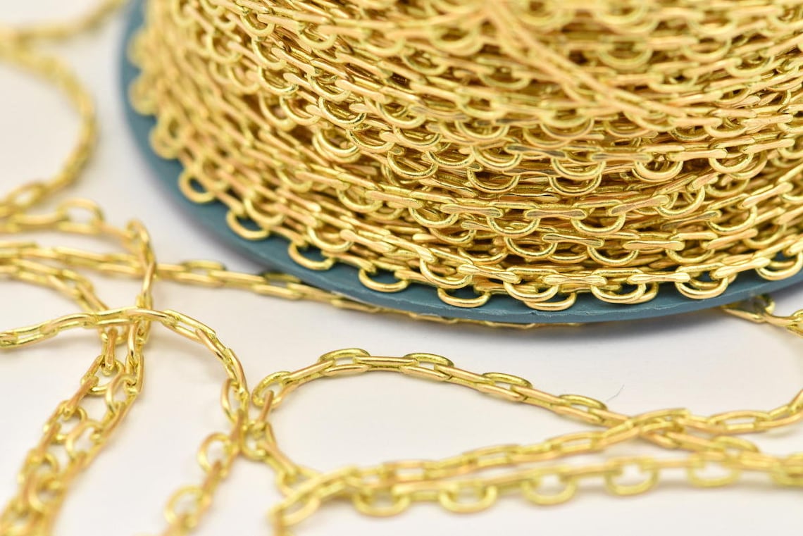 Raw Brass Chain D Chain Raw Brass Soldered Chain 2.40mm Mb Etsy