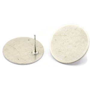 Silver Circle Earring, 4 Antique Silver Plated Brass Circle Stud Earrings (21x0.90mm) M966 A2016