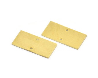 Pingente retangular de latão, 8 pingentes retangulares de latão bruto com 2 furos, conectores, acessórios para brincos (25x12x0,80 mm) A3035