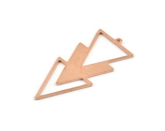 Charme triangle en cuivre, 4 charmes triangle en cuivre brut avec 1 boucle (49x21x1mm) M1085