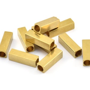 Koralik do rur przemysłowych, 6 kwadratowych elementów z surowego mosiądzu do rur przemysłowych (20 x 6 mm) A0683 zdjęcie 2