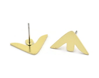 Brass Arrowhead Earring, 8 Raw Brass Arrowhead Shaped Stud Earrings (10x17x0.80mm) A2791