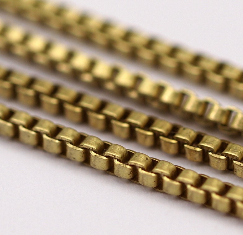 Cube Chain, Link Chain, 10m - Cube Raw Brass Chain (1.8mm) ( Z070