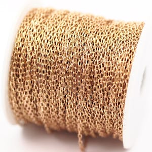 Solder Brass Chain, 20 M Faceted Soldered Brass Chain (3x1.5mm) W5-60rose  Z043