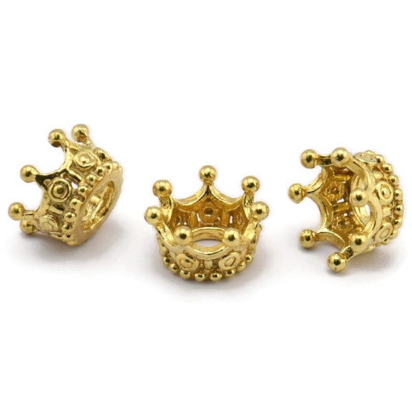 6 Brass Crown Beads 11x6mm Brc202--r075