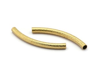 Textured Curved Tubes - 20 Raw Brass Textured Curved Tubes (4x45) Bs 1634