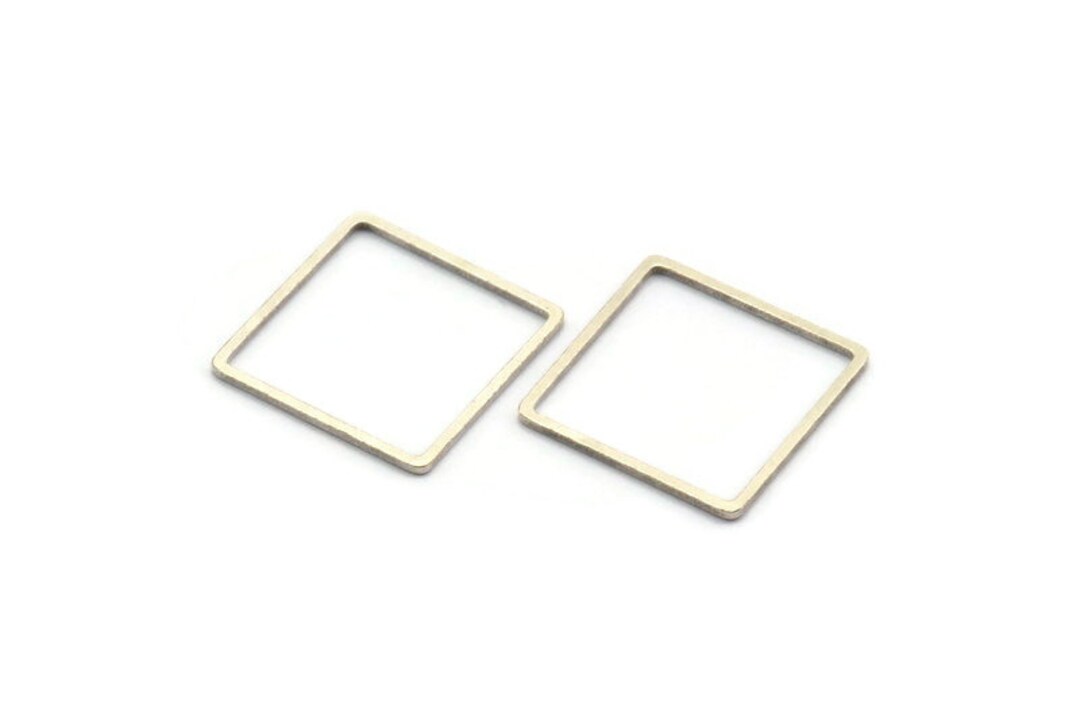 Square Connector Rings Silver Square Charm, 24 Antique Silver Plated Brass Square Connectors ...