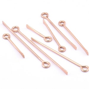 Paddle Eye Pins, 6 Rose Gold Plated Brass Paddle Eye Pins Customized Size  (20-25-30-35-40-45-50-55-60mm) Bs-1215 Q0448