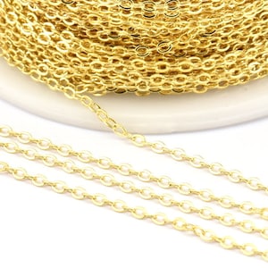 Gold Link Chain, 1 Meter - 3.3 Feet Gold Plated Brass Soldered Chain (1.5x2mm) Z178