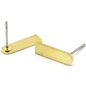 Stud Earring - 12 Raw Brass Stud Earrings (14x4x0.80mm) M02581 A0107