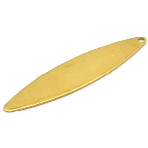Brass Marquise Charm, 12 Raw Brass Marquise Shape Stamping Blank Charms With 1 Hole Earrings, Findings (55x12x0.80mm) B0287