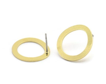 Pendientes de botón, 8 unidades, latón crudo - Pendientes de botón de forma irregular - Pendientes de latón - Pendientes (18x17x0,80 mm) A2839