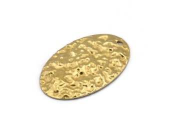Dije ovalado de latón, 12 dijes ovalados de latón crudo martillado con 1 orificio, colgantes, pendientes, accesorios (26 x 17 x 0,50 mm) D1229