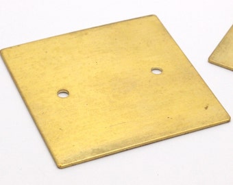 Geometric Brass Finding, 5 Raw Brass Square Stamping Blanks with 2 Holes (50x50x1mm) D0429 C083