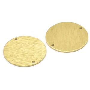 Pingente redondo de latão, 6 etiquetas redondas de latão cru texturizado, pingentes redondos com 2 furos (22x0,80 mm) M02909