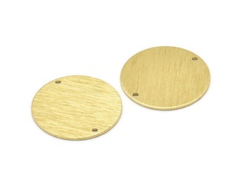 Brass Round Charm, 6 Textured Raw Brass Round Tags, Round Charms With 2 Holes (22x0.80mm) M02909