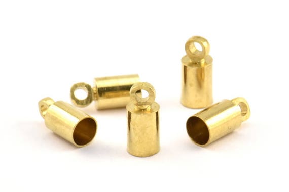 Brass Tassel End Caps, 24 Raw Brass End Cap, Cord Tips, Cord Ends