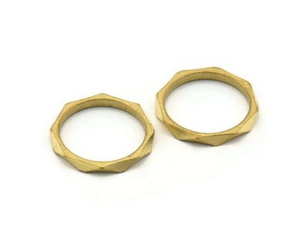 Brass Faceted Ring, Raw Brass Faceted Rings, Connectors (16mm) N0499