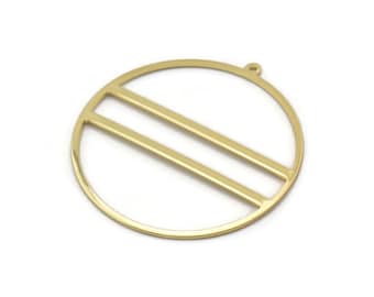 Gold Circle Charm, 2 Gold Plated Brass Circle Charm Earrings With 1 Loop, Pendants, Findings (45x43x1mm) D0724 Q0770