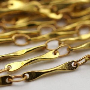 Link Chain, Bar Chain, 2 Meters - 6.6 Feet Raw Brass Soldered Bar Link Chain (10mm) Z120